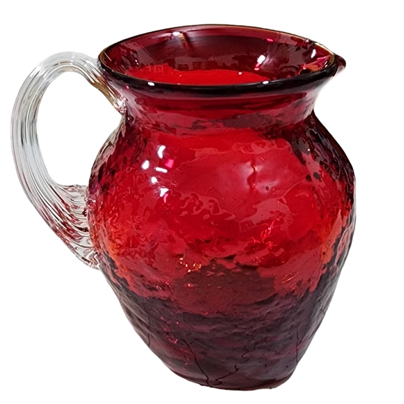 Antique Pairpoint Ruby red hand blown glass creamer with clear handle  EUC - Picture 3 of 7